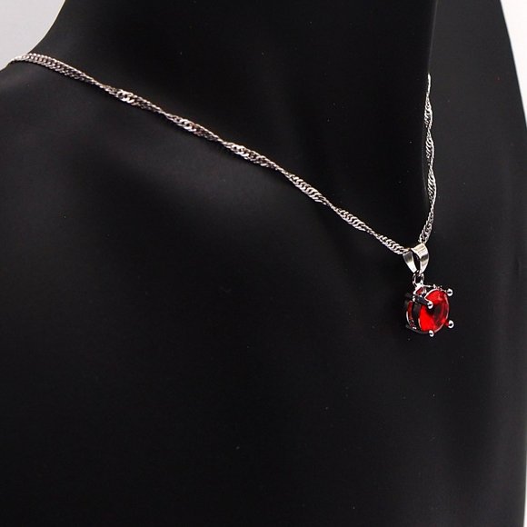 ⭐Bundle Sale⭐ 4Pc. Ruby Earrings and Necklace Set Solid 925 Sterling Silver - Picture 9 of 10